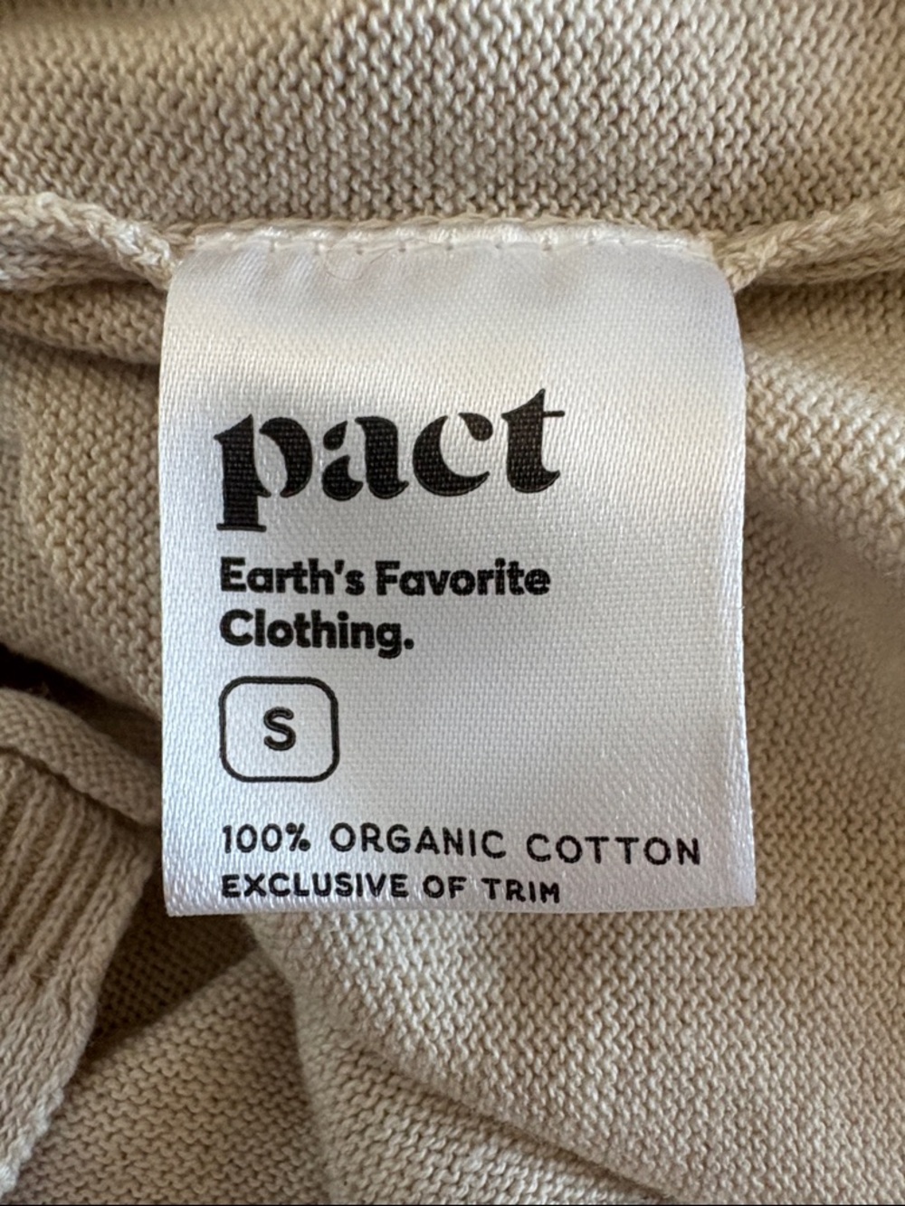 Pact Cream Knit Cropped Mock Neck Sweater Size Small Organic Cotton Flawed - Picture 9 of 9